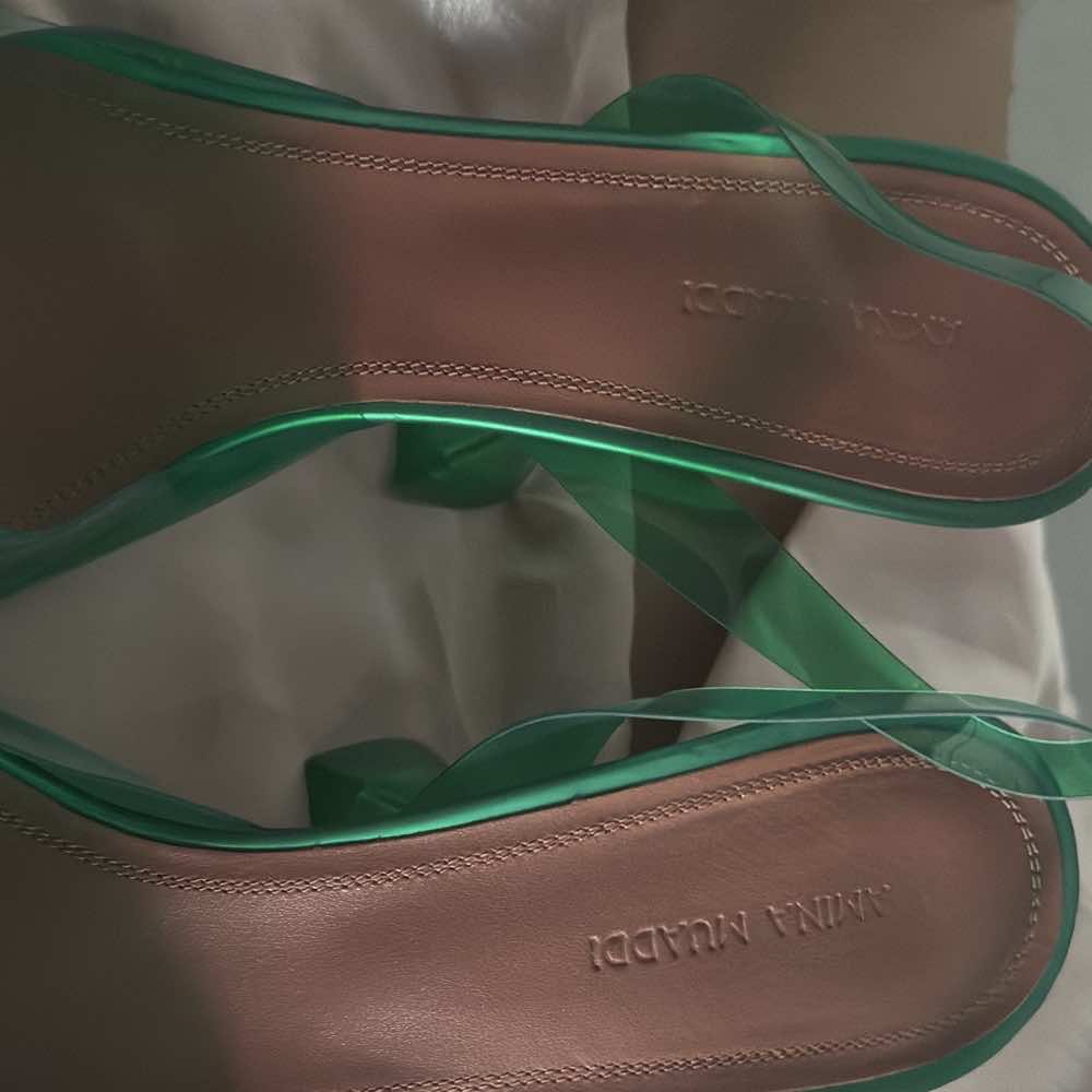 Amina Muaddi Begum Slingback Pumps Green Good - Box View