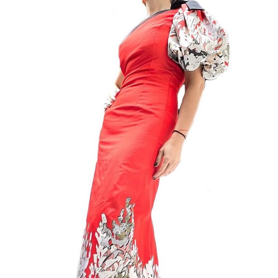 Oscar de la Renta One Shoulder Gown - Side view