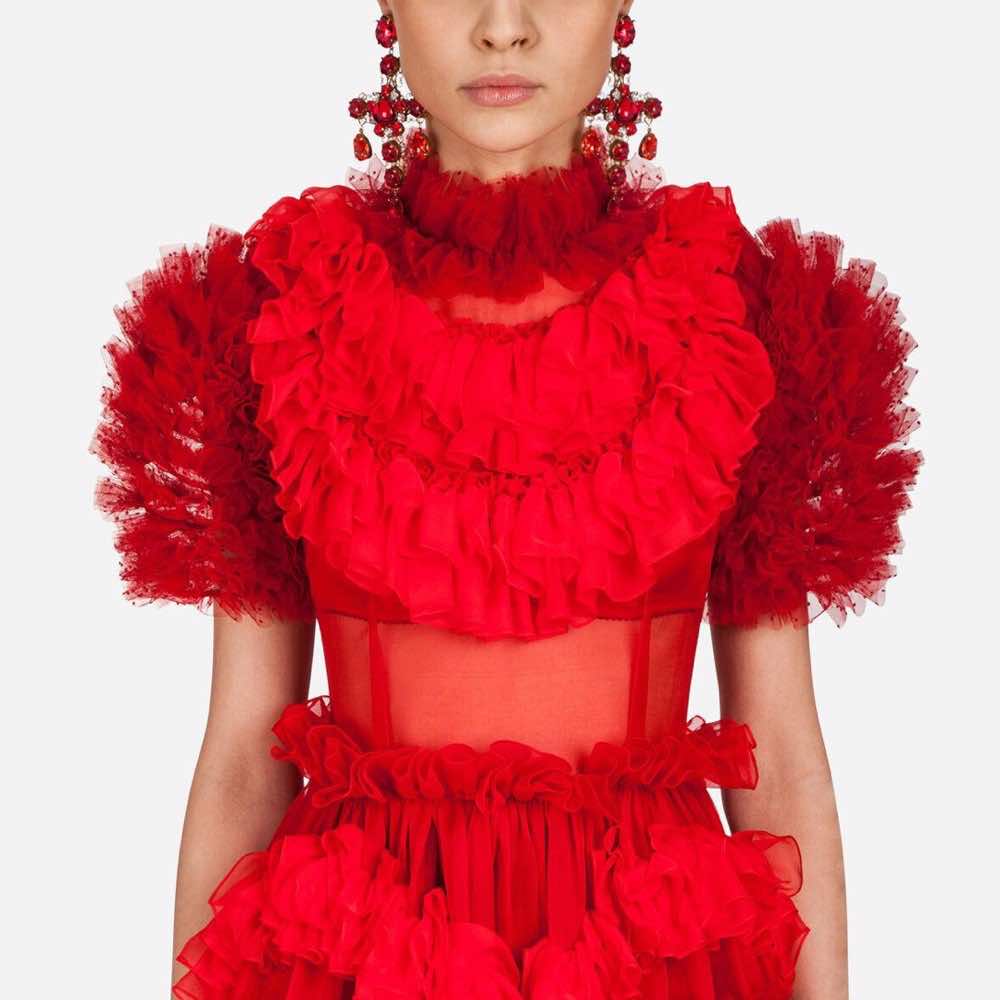 Dolce & Gabbana Silk Organza Ruffle Gown - Side view