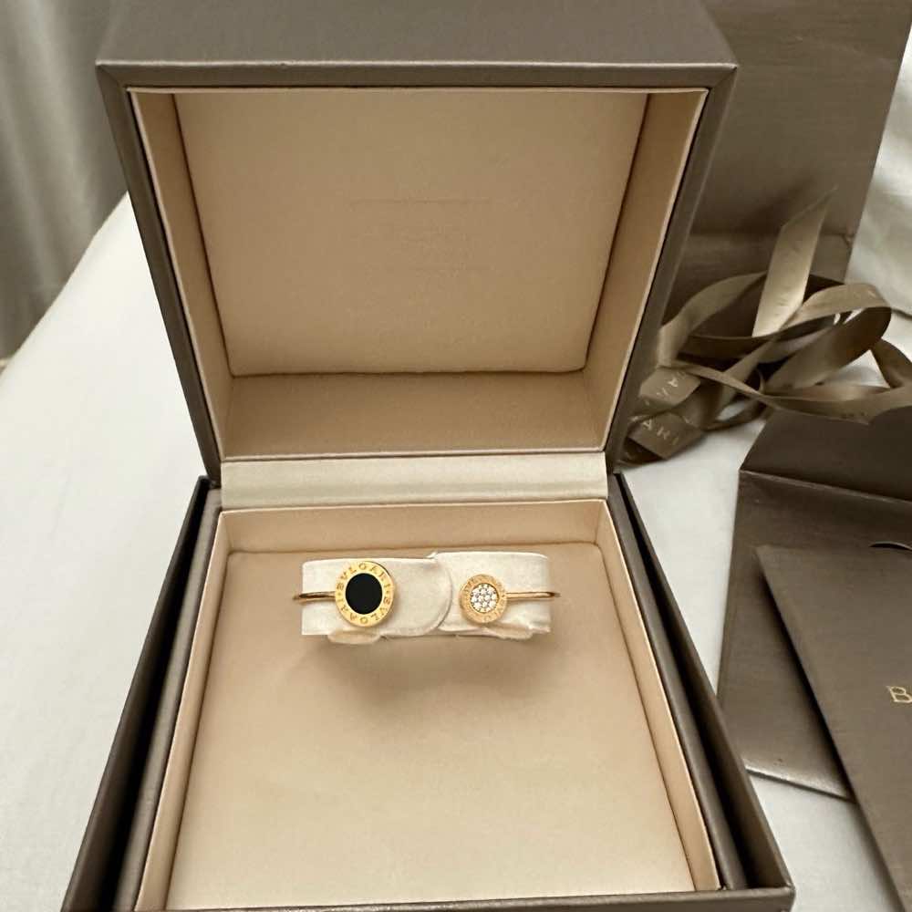 Bvlgari 18K Rose Gold Diamond Onyx Bracelet - 3