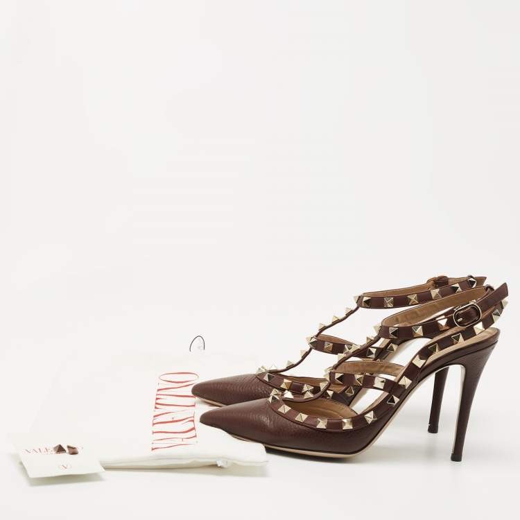 Valentino Rockstud Pumps Brown Leather Very good - Model View