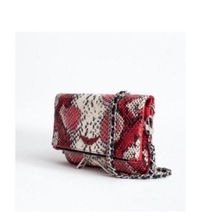 Zadig & Voltaire Snakeskin Rock Bag Red Leather Silver Very good - Box View