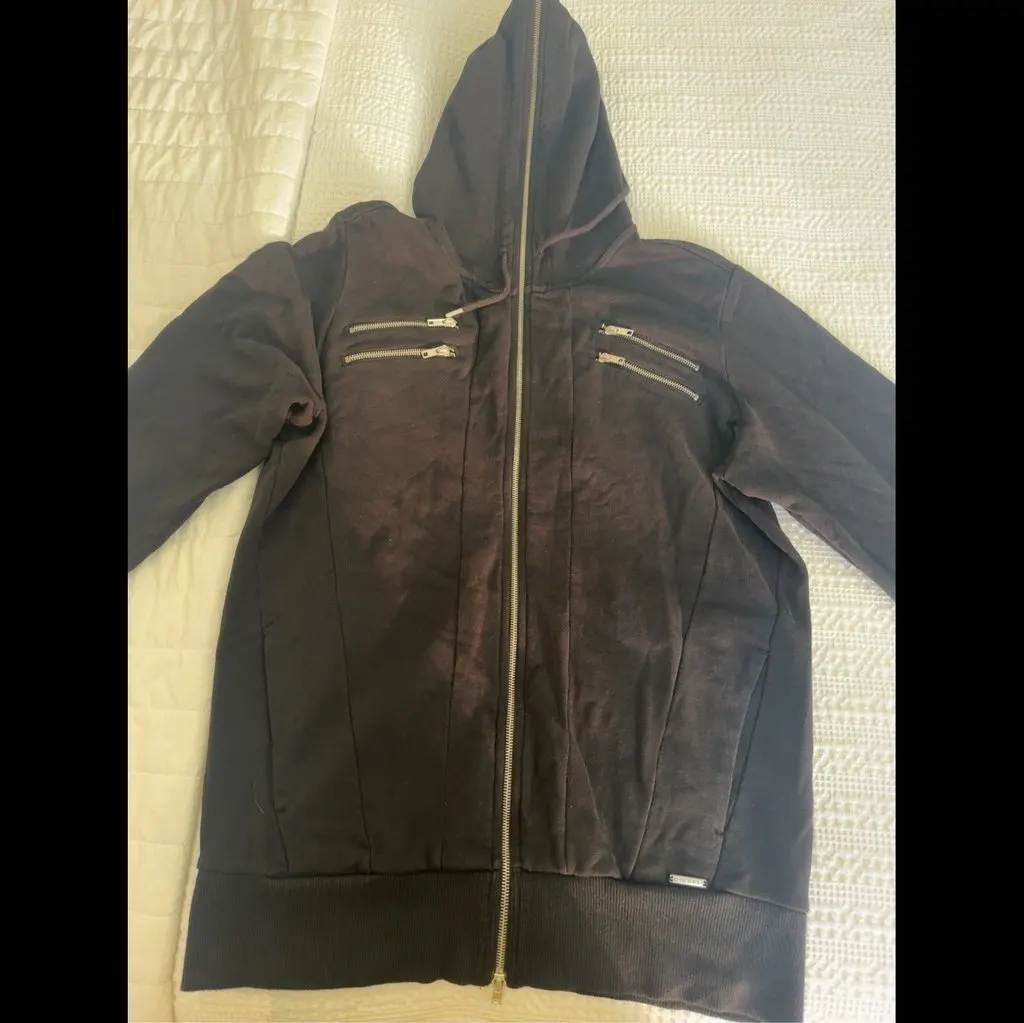 Diesel Authentic Diesel mens black multi-zip hooded jacket/hoodie, size M. Black Very good - Model View