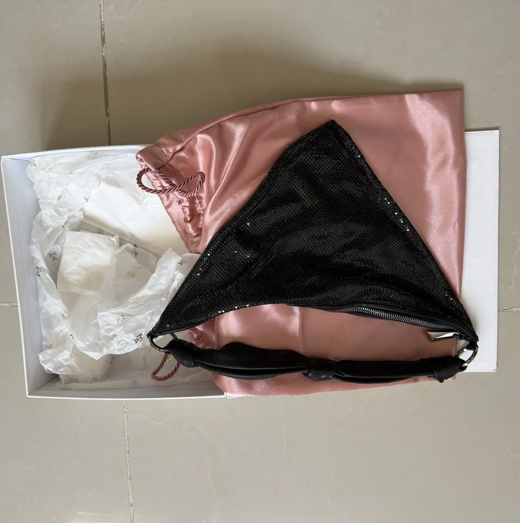 Amina Muaddi Amina Muaddi Handbag Black Leather Never worn, with tag - Back View