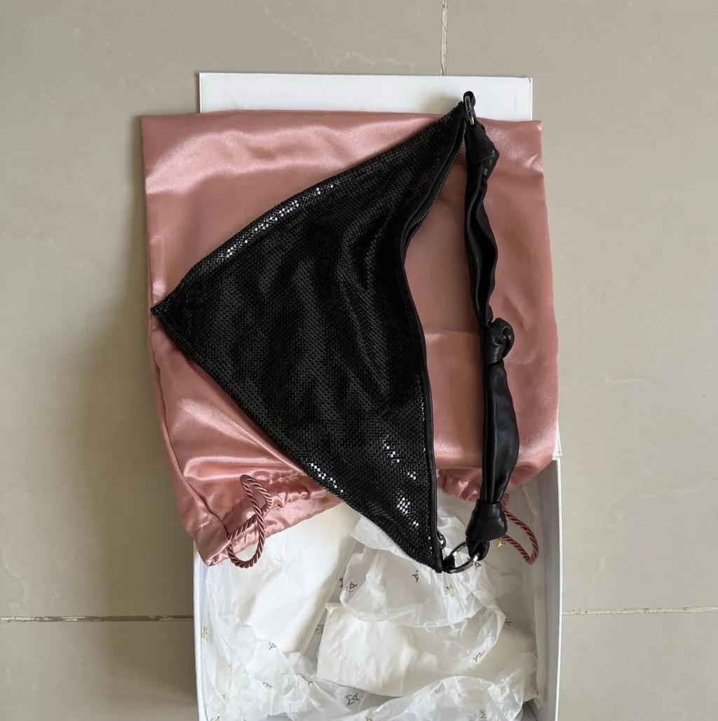 Amina Muaddi Amina Muaddi Handbag Black Leather Never worn, with tag - Inside View
