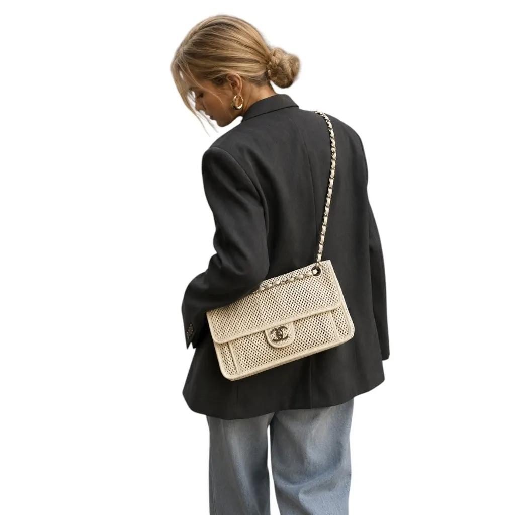 Chanel Timeless/Classique White Leather Good - Back View