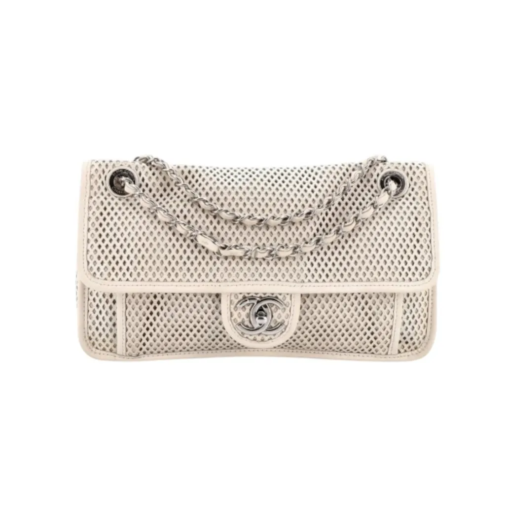 Chanel Timeless/Classique White Leather Good - Front View