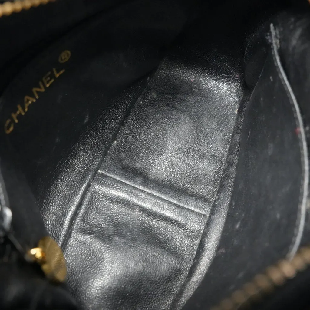 Chanel Vintage Camera Bag Chevron Black Leather Black Leather Fair - Model View