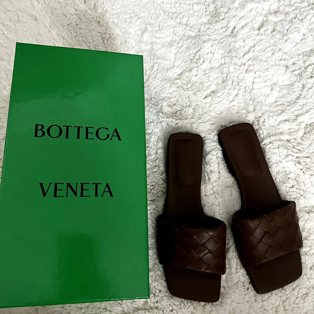 Bottega Veneta Parco flat mules Brown Leather Very good - Back View