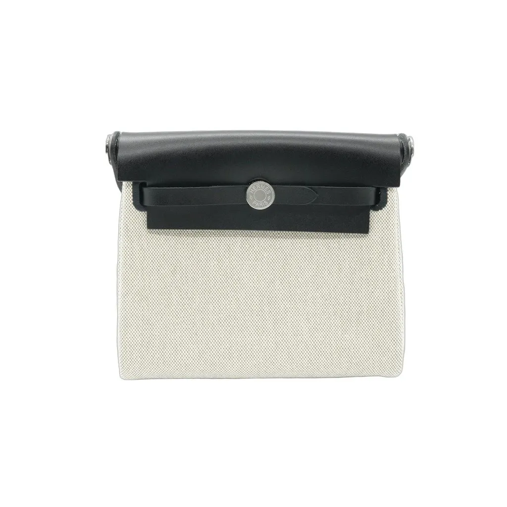 Hermès Herbag Mini 20 White/Beige Beige Leather Very good - Front View