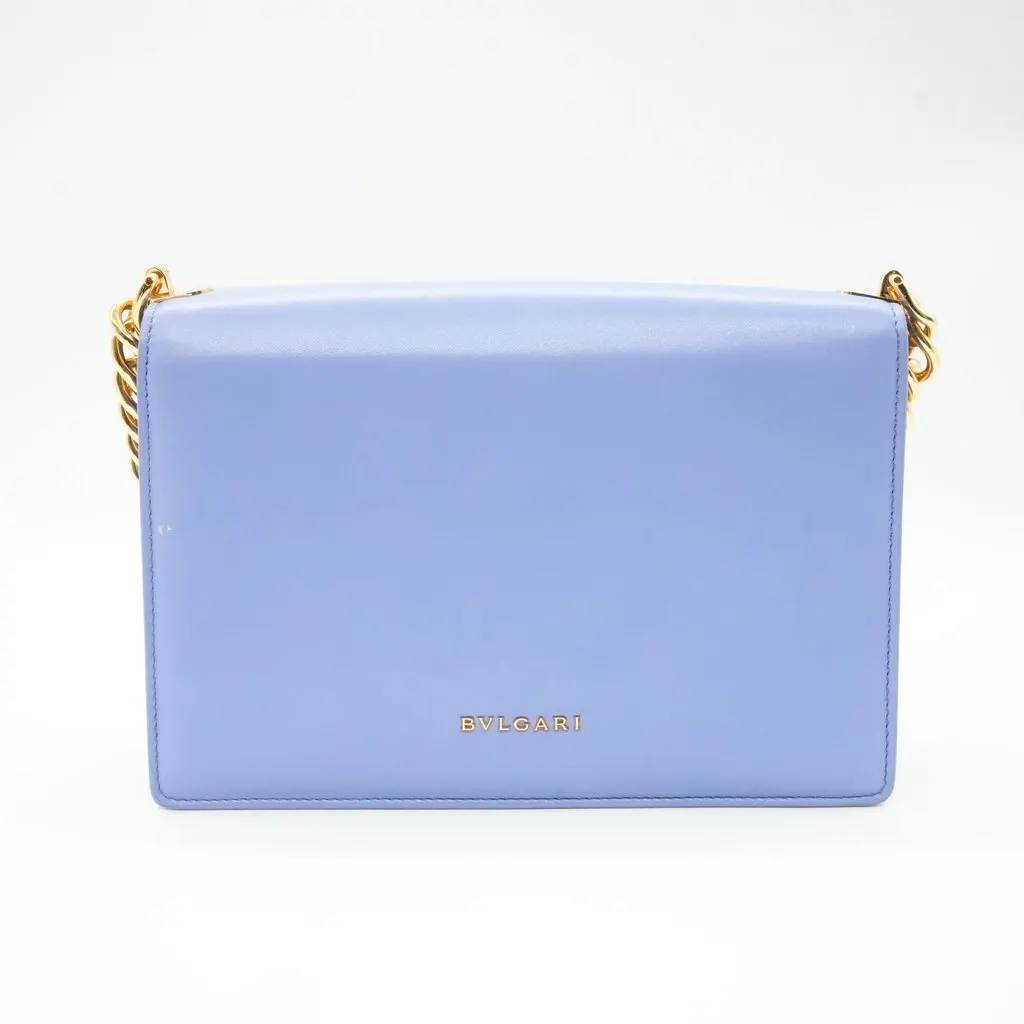Bvlgari Serpenti Forever Blue Chain Shoulder Bag Blue Leather Good - Back View