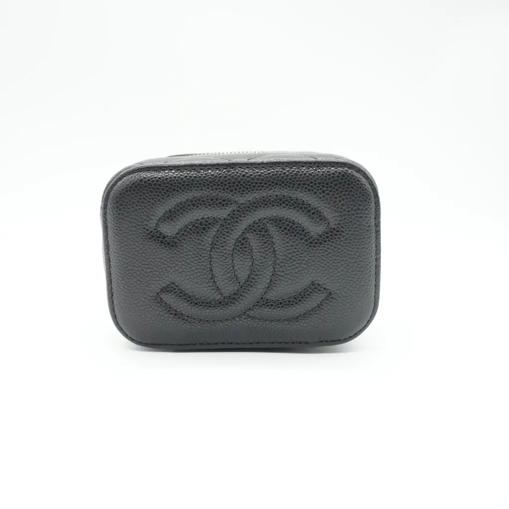 Chanel Vanity Case Mini Cavier Black Leather Very good - Inside View
