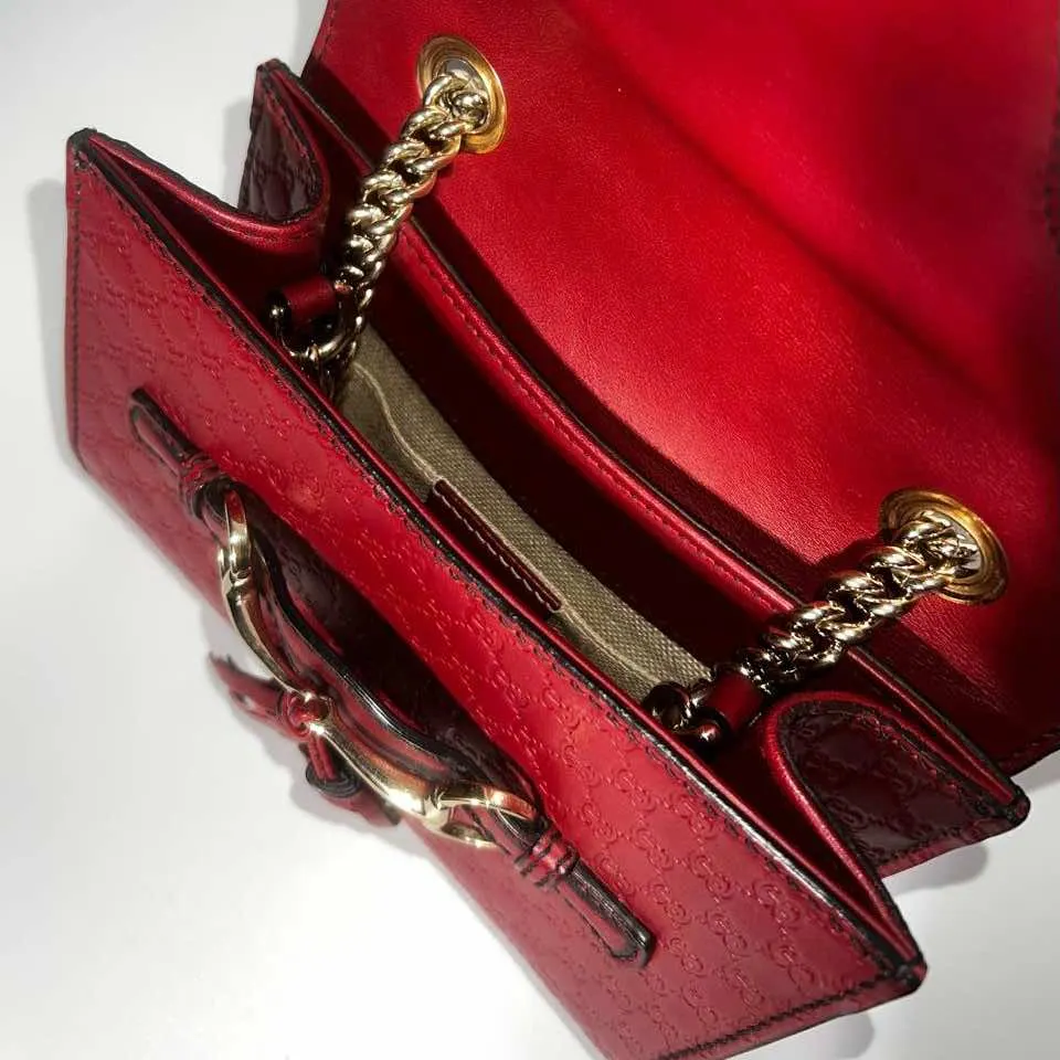 Gucci Mini Emily Red Leather Gold Very good - Inside View