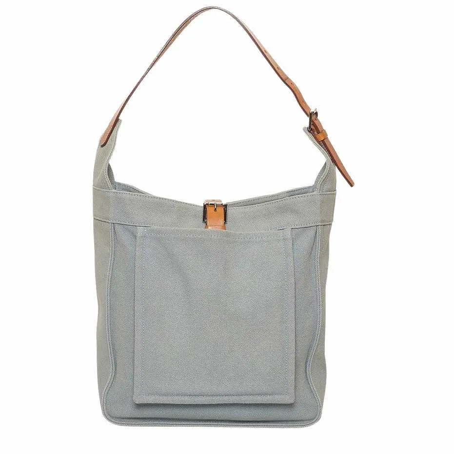Hermès Marwari PM Silver Canvas Leather Fair - Front View