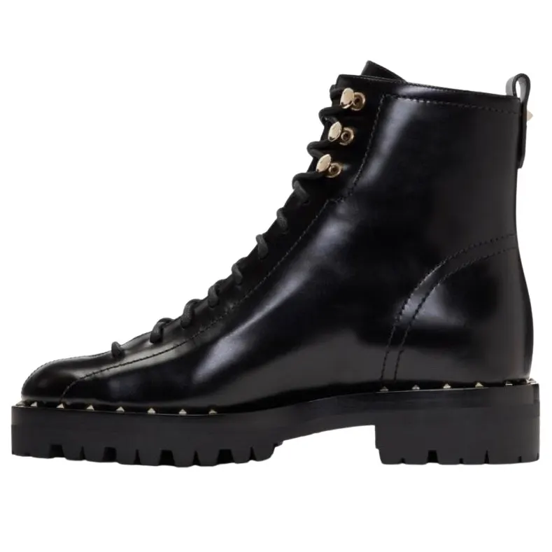 Valentino Soul Rockstud Combat Boots Black Leather Very good - Front View