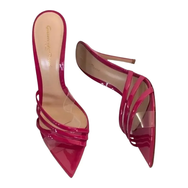 Gianvito Rossi Erika Mules Pink Leather Never worn, with tag - Front View