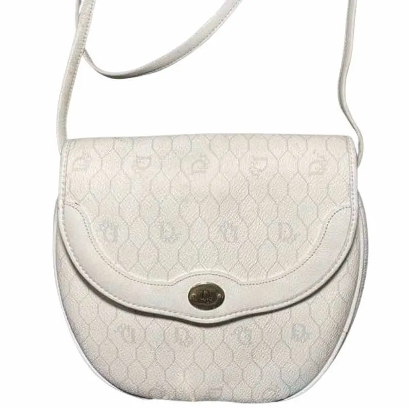 Dior Sling Bag White Canvas Gold Good - Front View