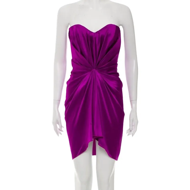 Dolce & Gabbana Silk Mini Dress Purple Silk Very good - Front View