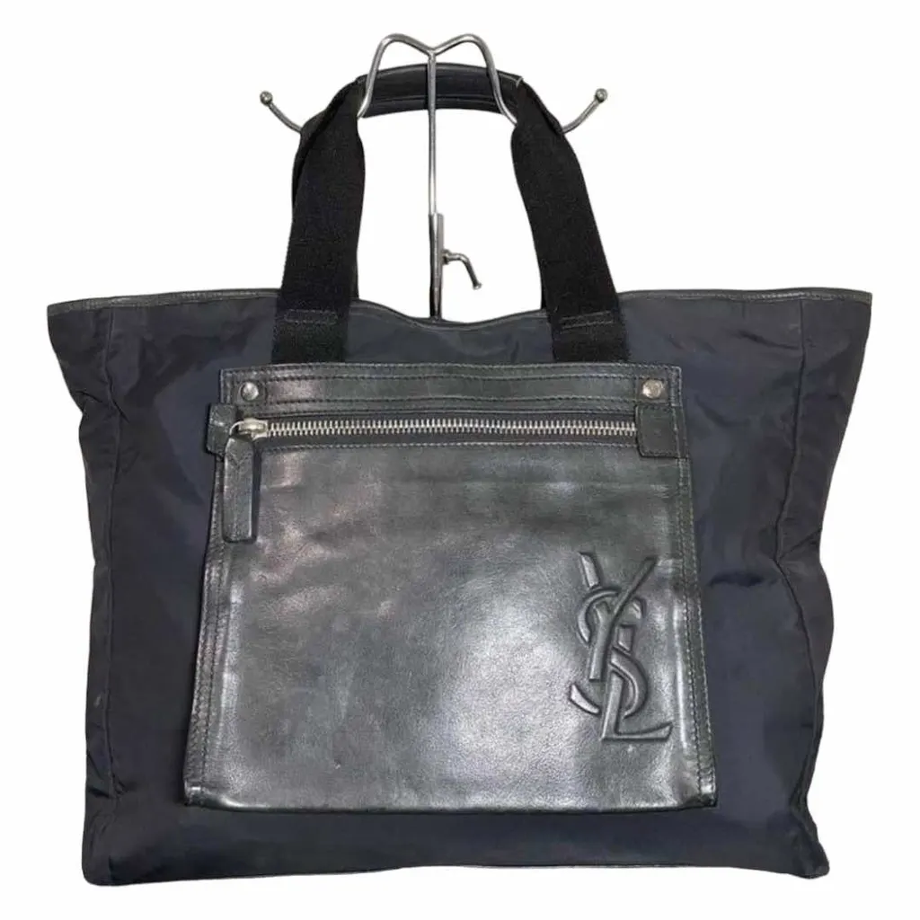 Saint Laurent YSL Tote Black Silver Good - Front View
