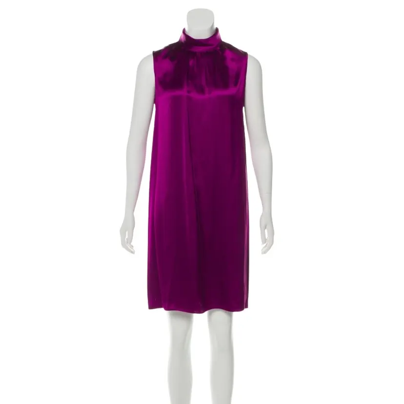 Oscar de la Renta Magenta Silk Dress Purple Silk Very good - Front View