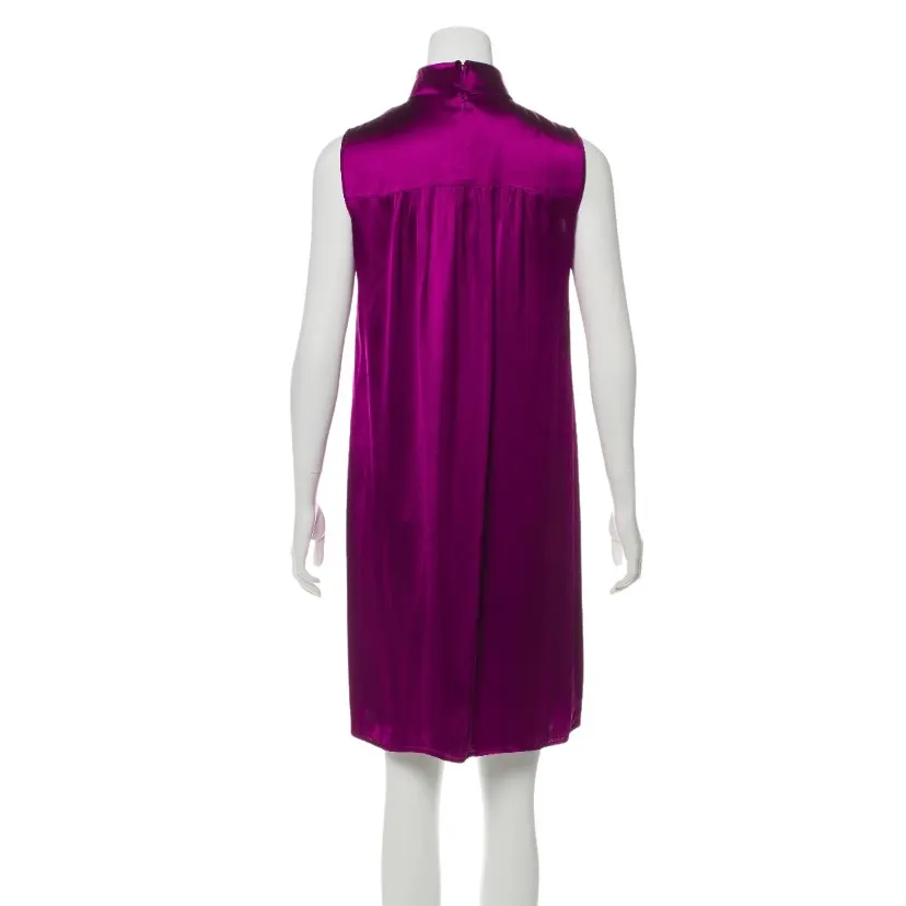 Oscar de la Renta Magenta Silk Dress Purple Silk Very good - Back View