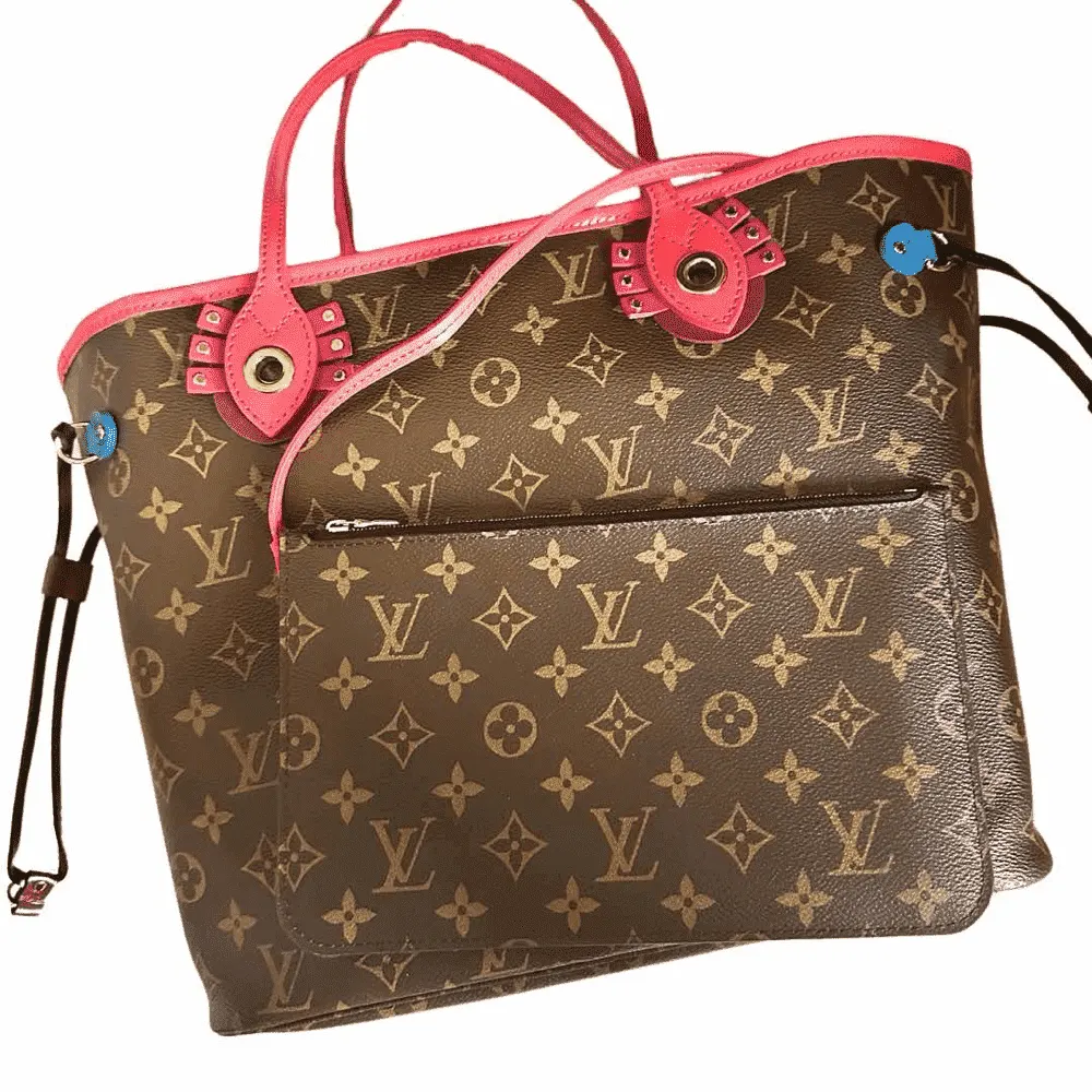 Louis Vuitton Neverfull Brown Canvas Silver Very good - Front View