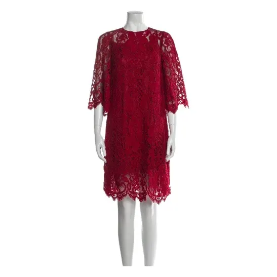 Dolce & Gabbana Lace Red Dress Red Lace Very good - Front View