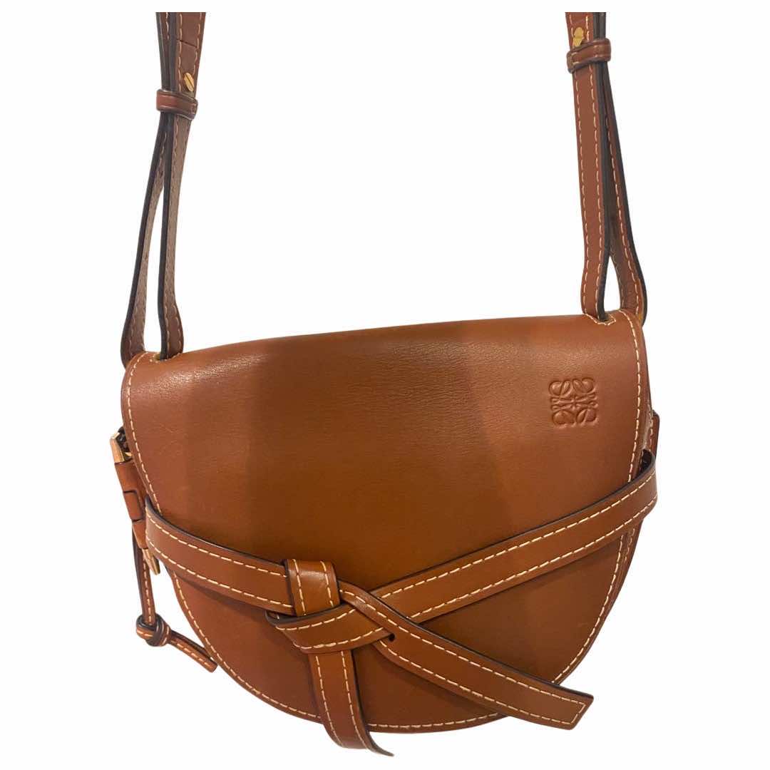 Loewe Gate Bag Brown Leather Metal Very good - Front View