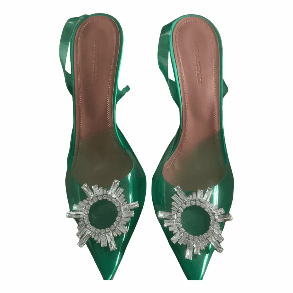 Amina Muaddi Begum Slingback Pumps Green Good - Front View