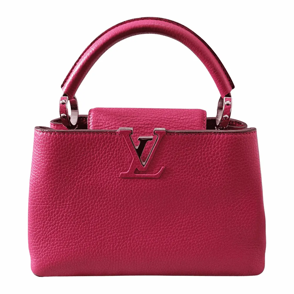 Louis Vuitton Capucines BB Pink Leather Silver Good - Front View