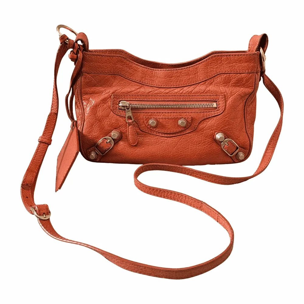Balenciaga Hip Crossbody Orange Leather Gold Good - Front View