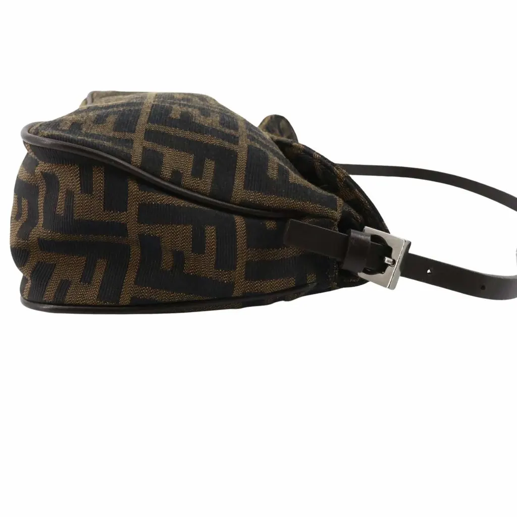 Fendi Baguette Brown Canvas Leather Good - Model View