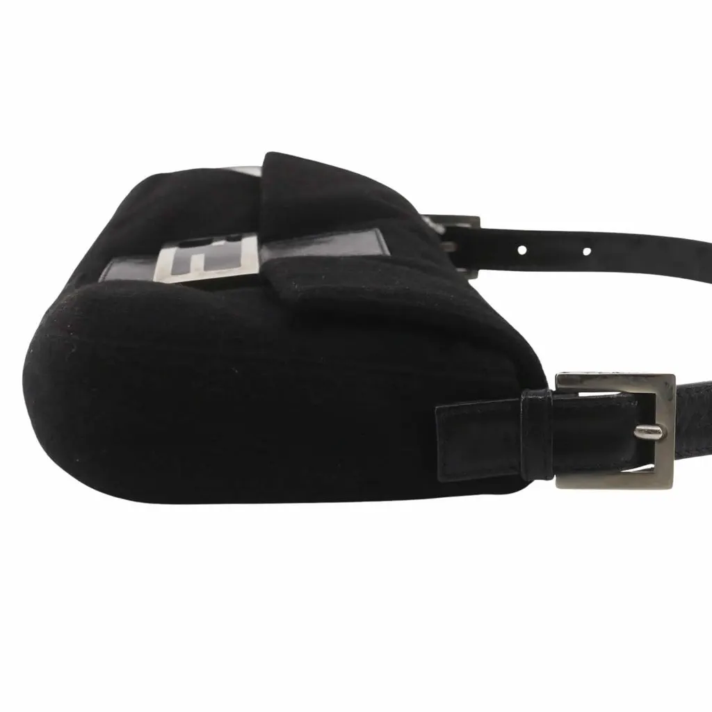 Fendi Baguette Black Suede Leather Good - Model View