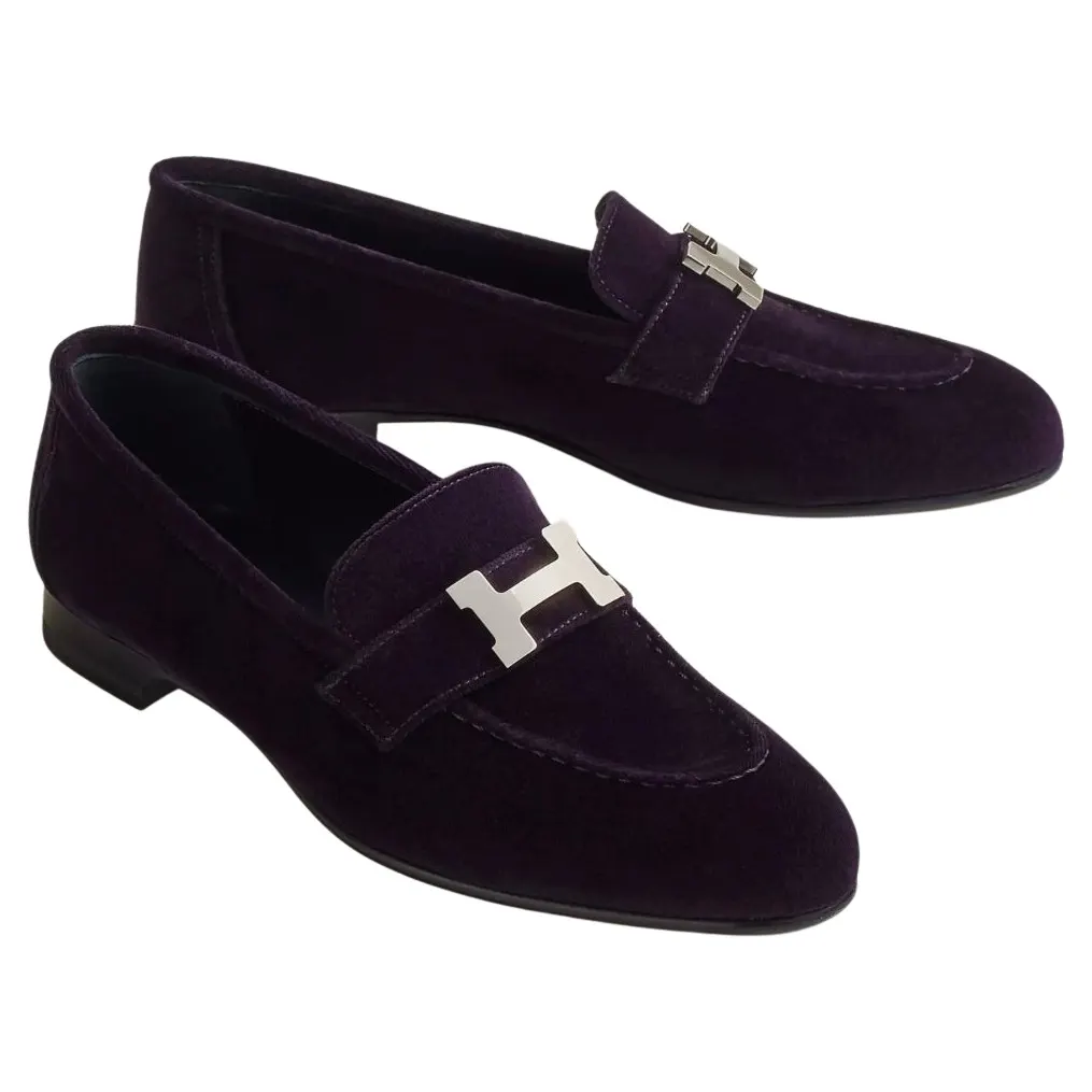 Hermès Paris Purple Velvet Never worn - Front View