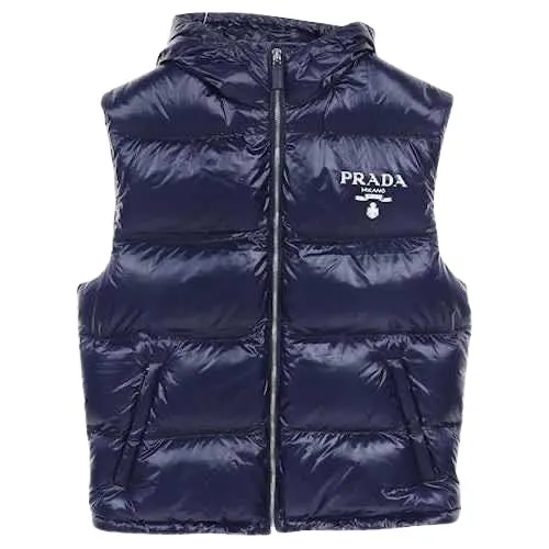 Prada Down vest jacket Navy Never worn, with tag - Front View