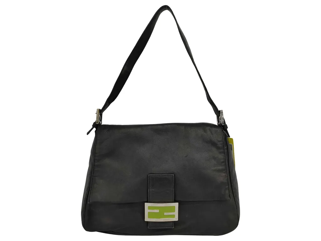 Fendi Mamma Baguette Black Leather Good - Front View