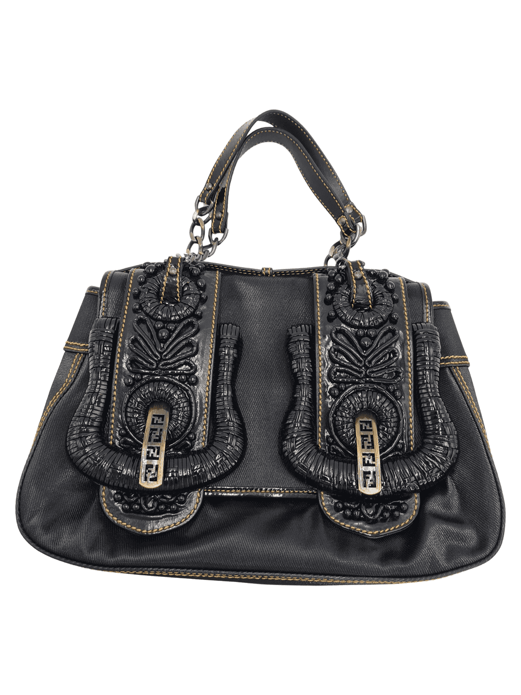 Fendi Pleated Satin Shoulder Bag