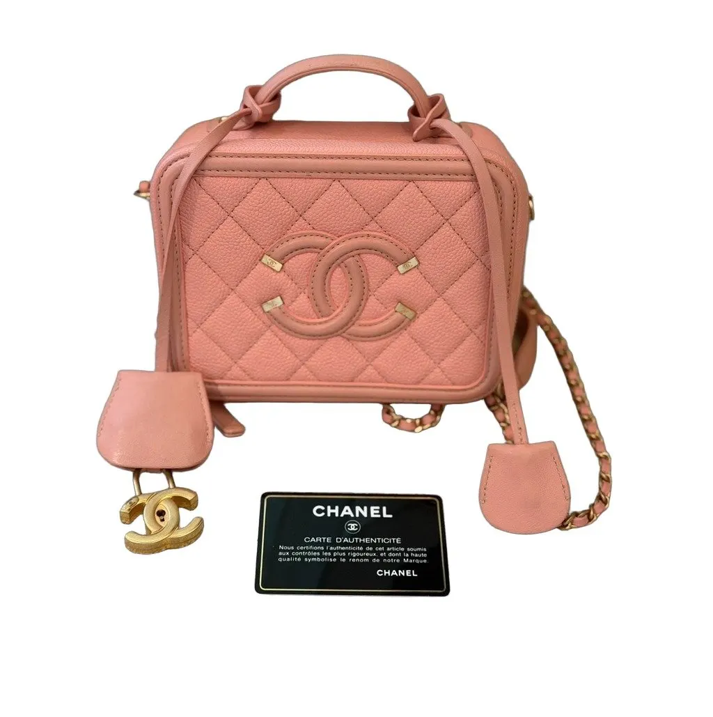 Chanel Vanity Case Pink Leather Very good - Front View