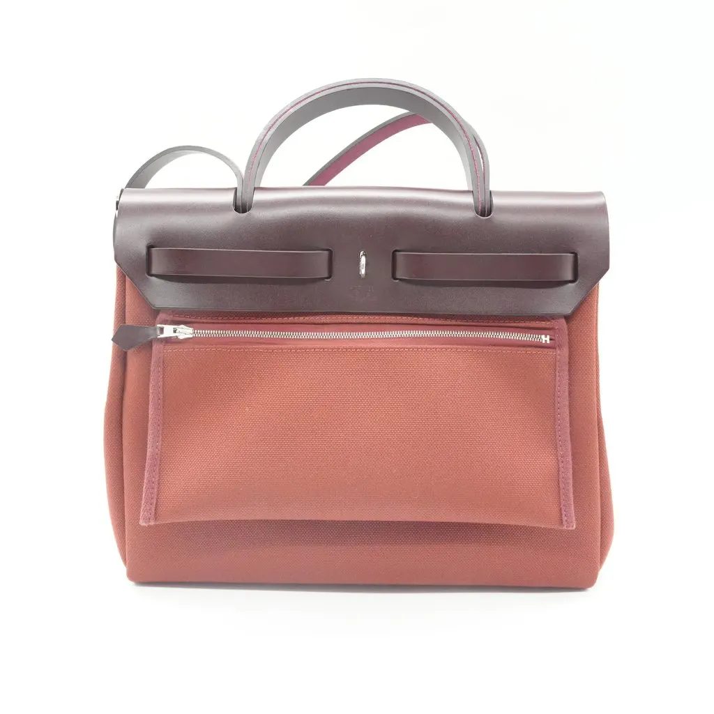 Hermès Herbag Zip 31 Brown Brown Leather Good - Back View