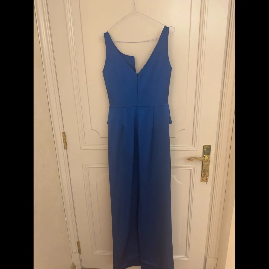 Unsigned Antonio Riva Milano Blue Evening Gown with Bow Detail Blue Silk Very good - Back View