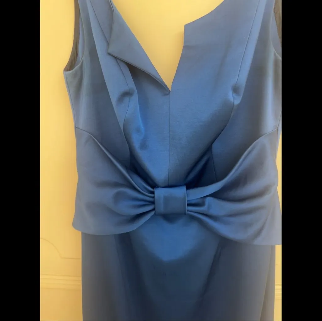 Unsigned Antonio Riva Milano Blue Evening Gown with Bow Detail Blue Silk Very good - Inside View