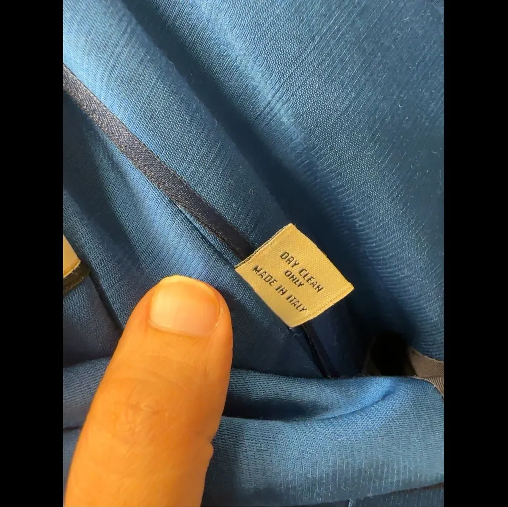 Unsigned Antonio Riva Milano Blue Evening Gown with Bow Detail Blue Silk Very good - Model View