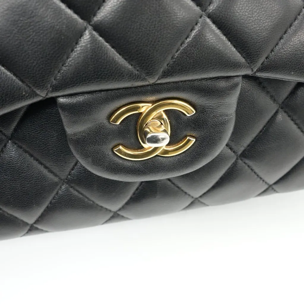 Chanel Classic Double Flap 30 Jumbo Lambskin Black Black Leather Fair - Box View