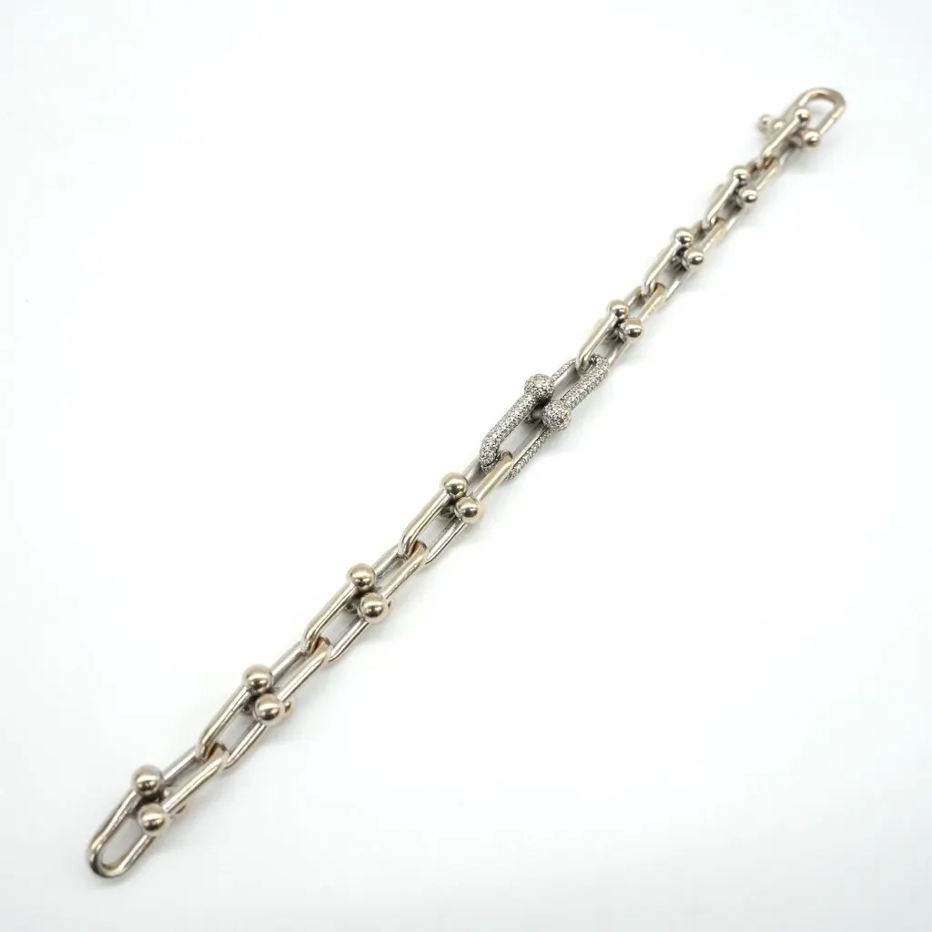 Tiffany & Co Hardwear Link Bracelet, 18K White Gold, Diamonds Medium 30.47g White White Gold Fair - Back View