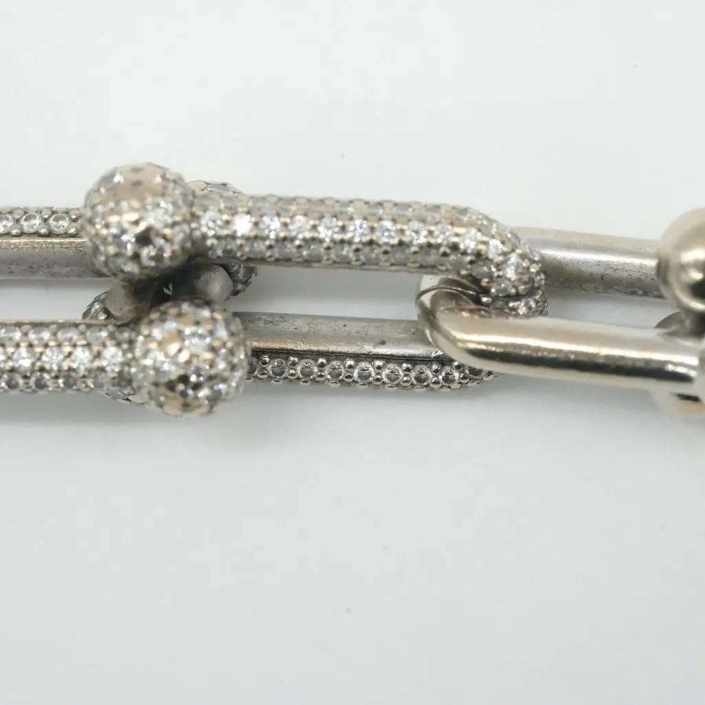 Tiffany & Co Hardwear Link Bracelet, 18K White Gold, Diamonds Medium 30.47g White White Gold Fair - Model View