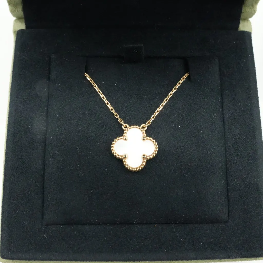 Van Cleef & Arpels Vintage Alhambra Necklace, 18K Yellow Gold, White Mother-Of-Pearl 5.1g Gold Gold Good - Back View