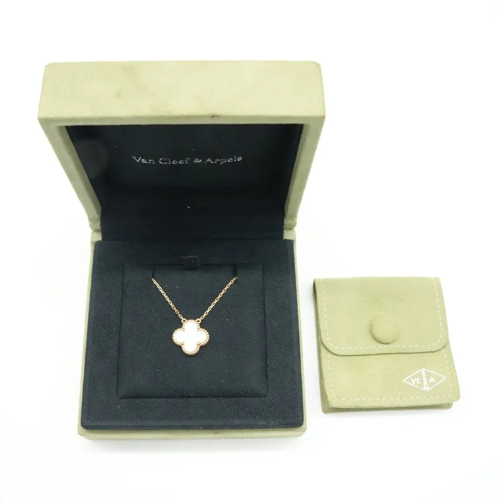 Van Cleef & Arpels Vintage Alhambra Necklace, 18K Yellow Gold, White Mother-Of-Pearl 5.1g Gold Gold Good - Box View