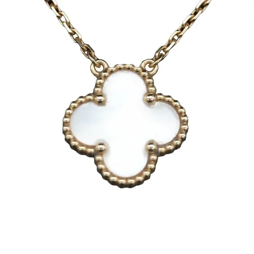 Van Cleef & Arpels فينتاج Alhambra قلادة 18K أصفر ذهبي أبيض Mother Of لؤلؤة 5.1g