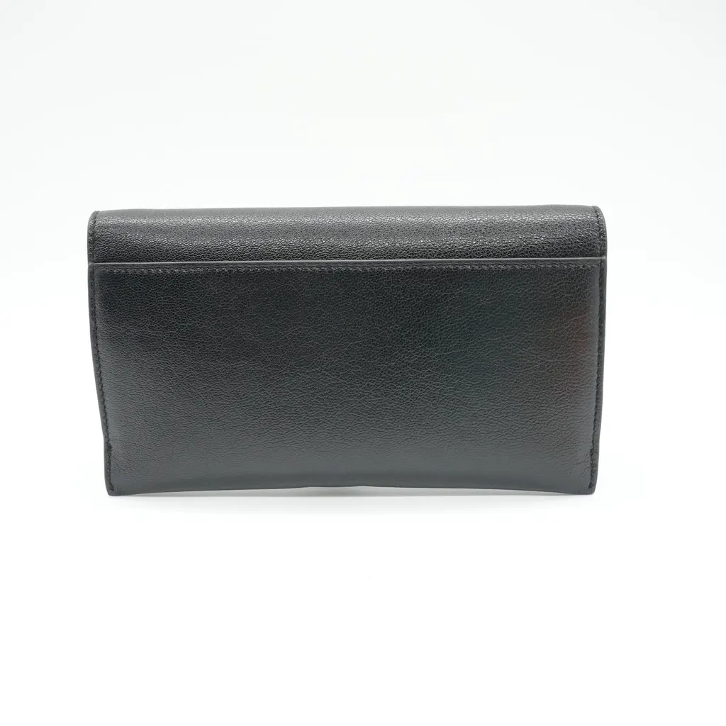 Dior Saddle Wallet with Chain Black Leather Black Leather Good - Back View