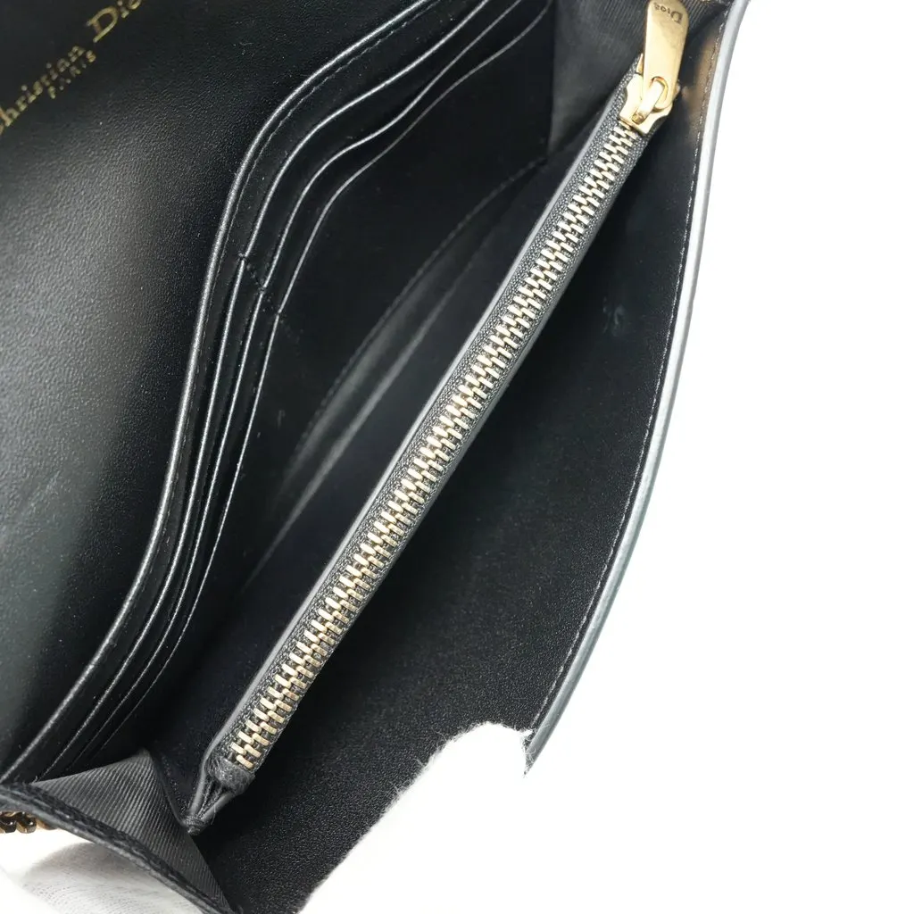 Dior Saddle Wallet with Chain Black Leather Black Leather Good - Model View